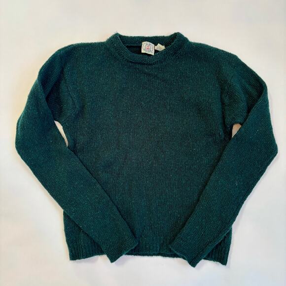Vtg  J.G. Hook Emerald Green 100% Wool Women's Crewneck Sweater Size Large - Picture 1 of 11